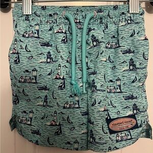 Vineyard Vines Teal Nautical Print Swim Trunks Size 3T
